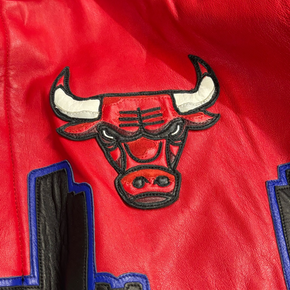 1998 Jeff Hamilton Chicago Bulls NBA 3 Peat Championship Leather Jacket Size XL - Picture 11 of 13